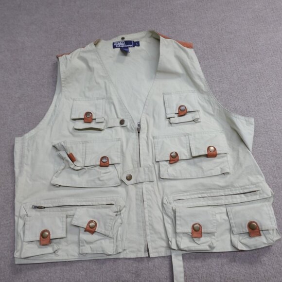 Vintage Polo Ralph Lauren Vest Large Beige Fishing